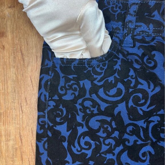 NWT ROMEO & JULIET COUTURE Skinny Navy Scroll Velvet Pants Pockets RJ29169 Sz 24 - Picture 9 of 14